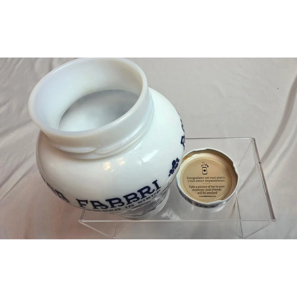 Vintage Fabbri 1905 Amarena Cherry Milk Glass Jars Pair Italian Kitchen Decor